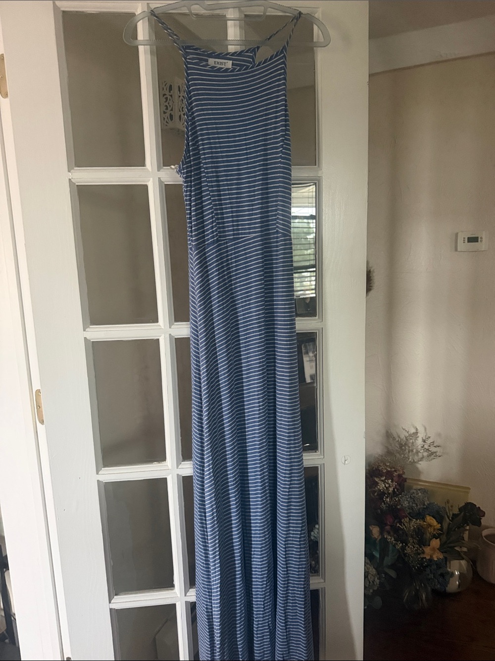 Exist Blue and White Striped Maxi Dress